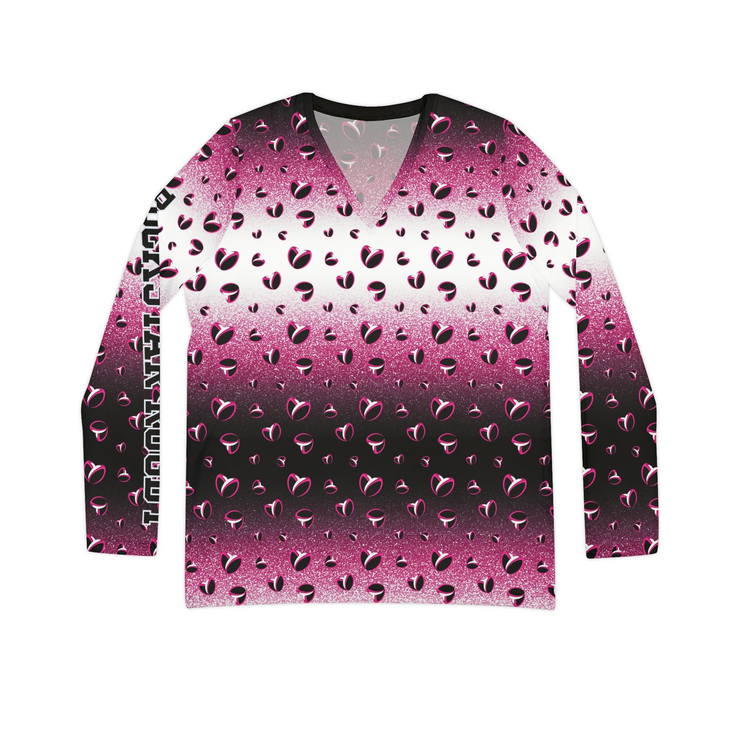 Pink Stardust & <3's Long Sleeve V-neck Shirt