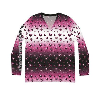 Pink Stardust & <3's Long Sleeve V-neck Shirt