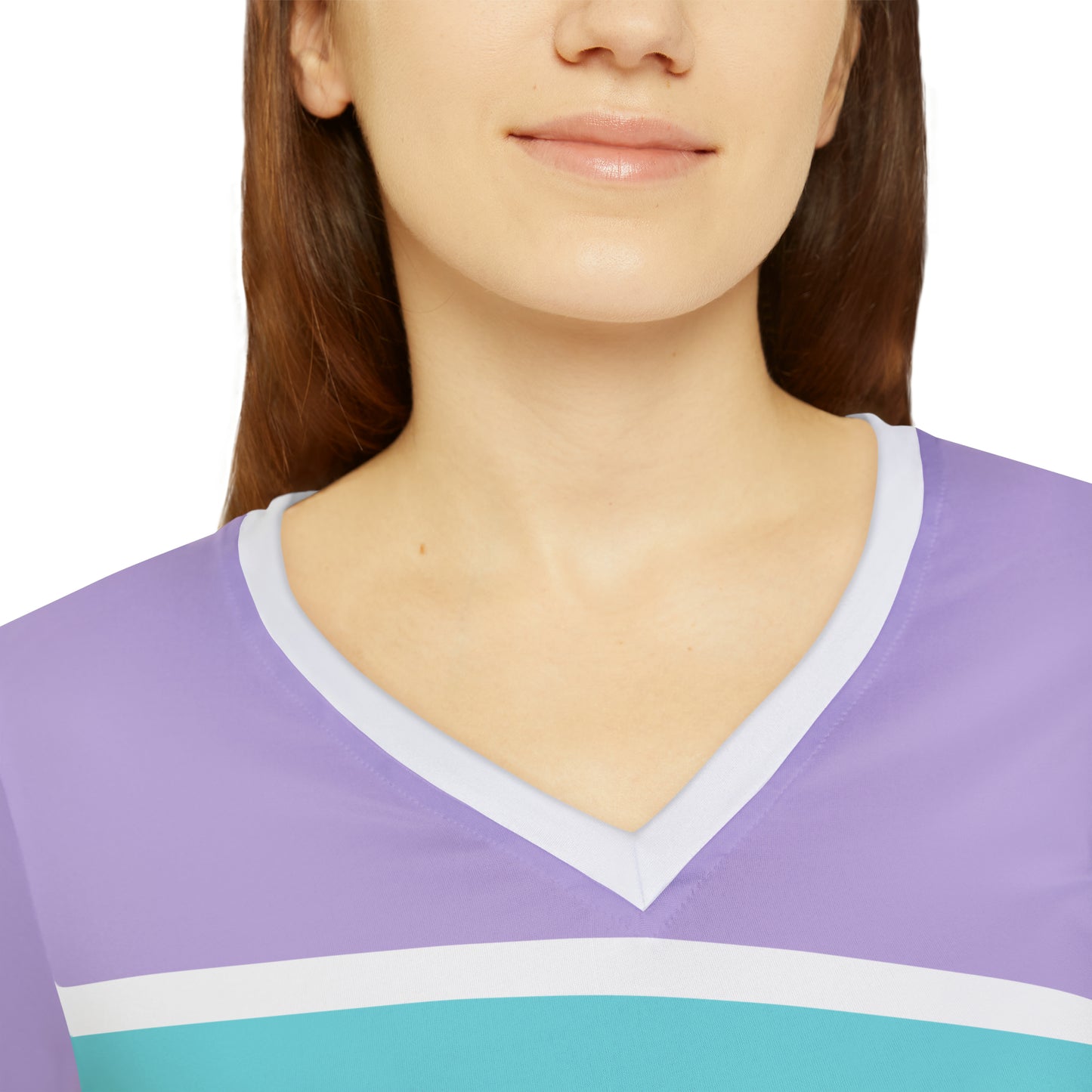 Aqua & Lavender V-neck Shirt