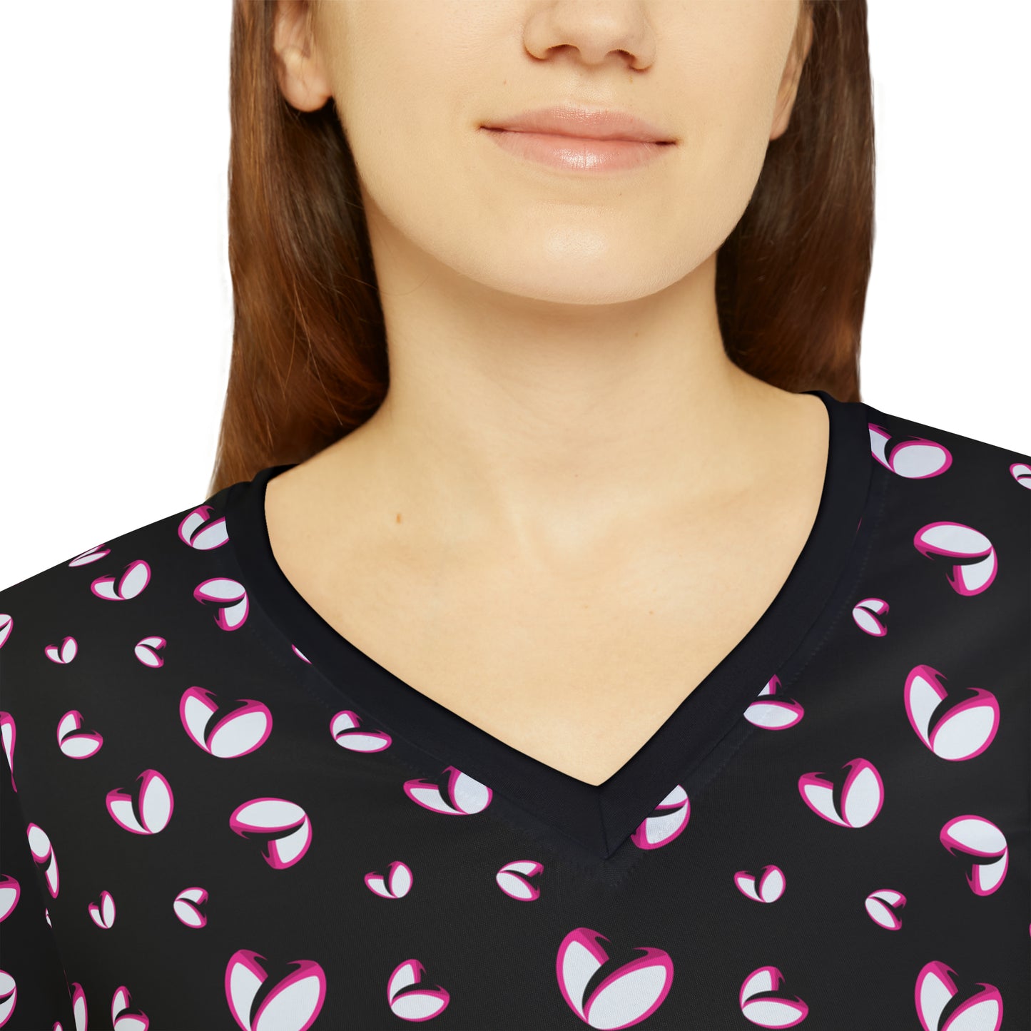 Rugby <3's  Long Sleeve V-neck Shirt (Black)