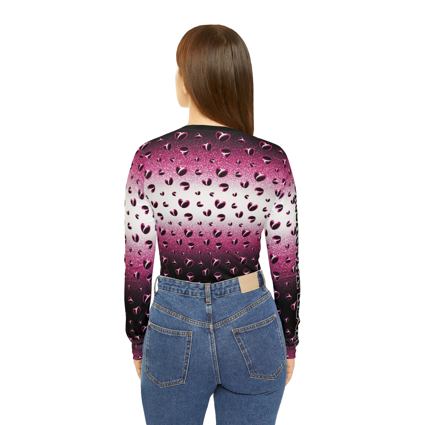 Pink Stardust & <3's Long Sleeve V-neck Shirt