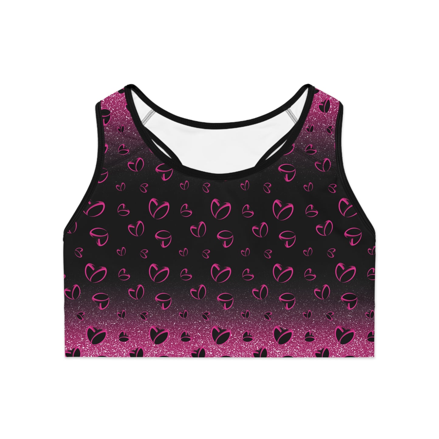 Pink Stardust & <3's Moisture Wicking Sports Bra (Back Logo)