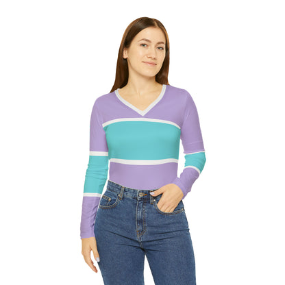 Aqua & Lavender V-neck Shirt