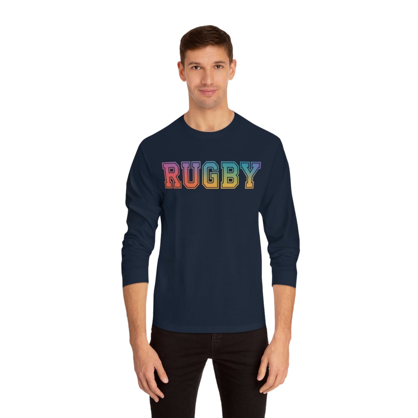 American Apparel Rainbow Rugby Long Sleeve T-Shirt