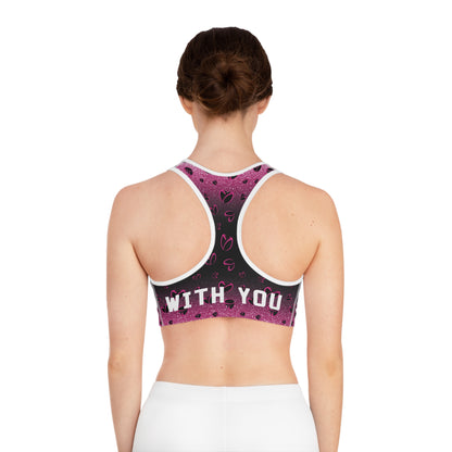 Pink Stardust & <3's Moisture Wicking Sports Bra
