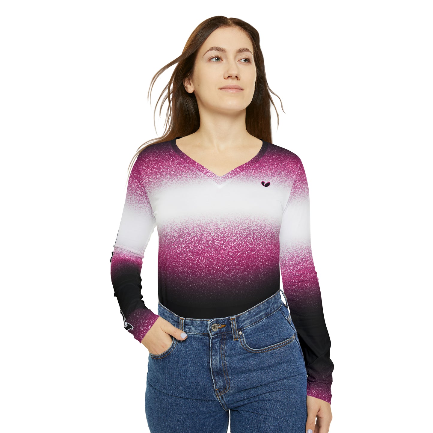 Pink Stardust Long Sleeve V-neck Shirt