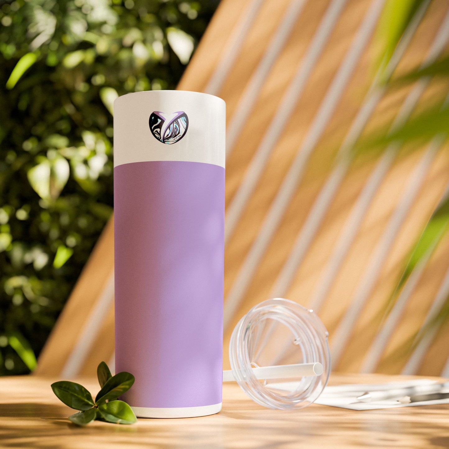 Glitter Lavender Skinny Tumbler with Straw, 20oz