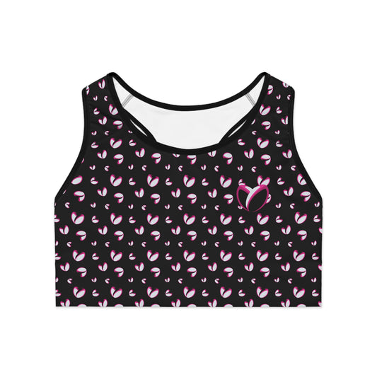 Rockstar Rugby Moisture-Wicking Sports Bra (Black - Heart Logo)
