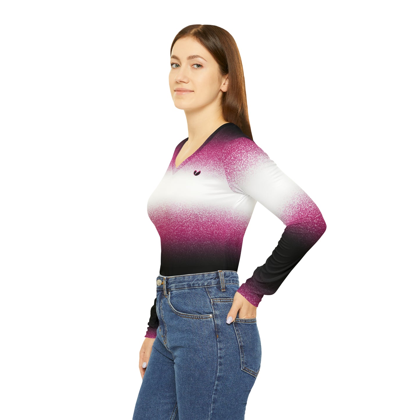 Pink Stardust Long Sleeve V-neck Shirt