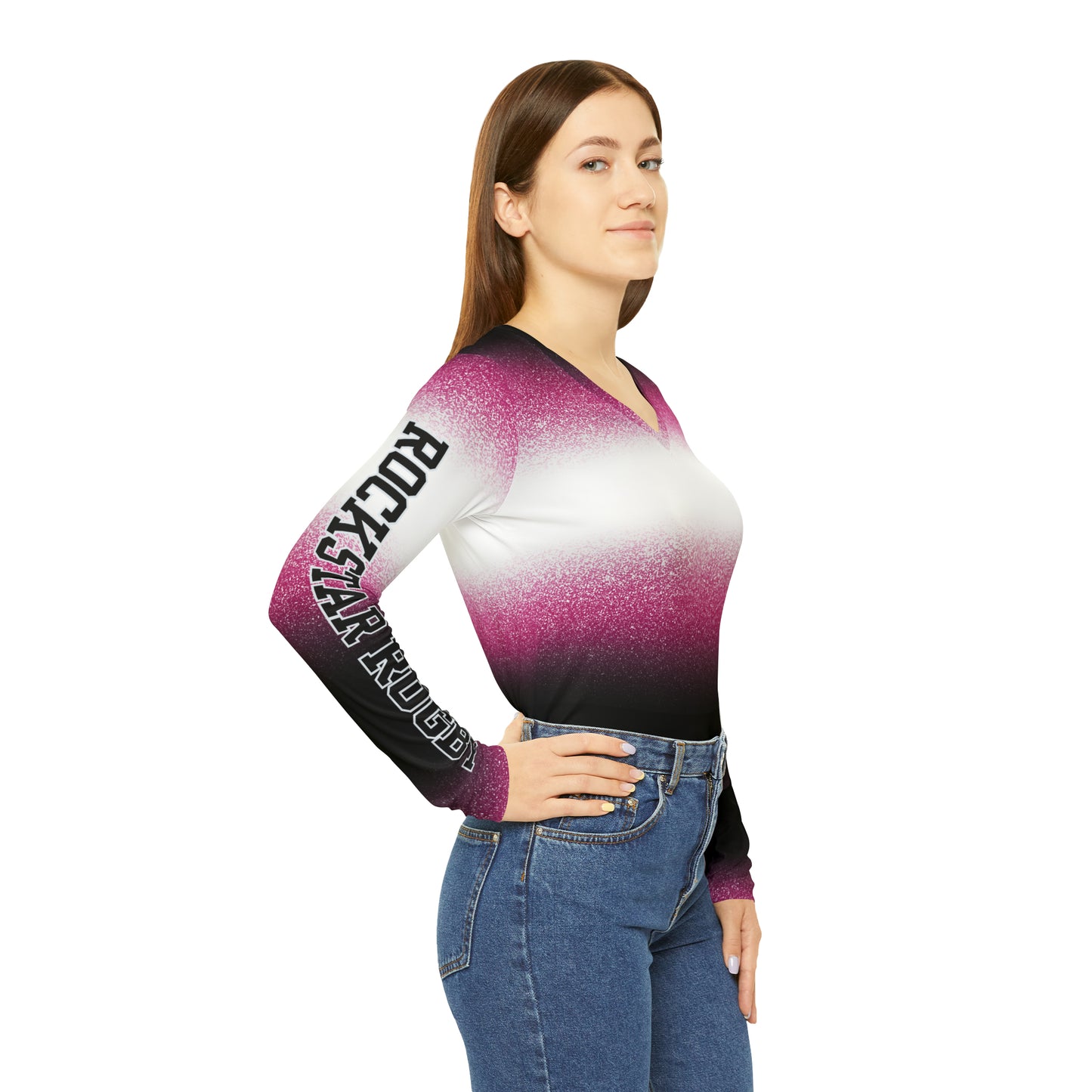 Pink Stardust Long Sleeve V-neck Shirt