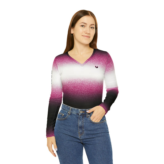 Pink Stardust Long Sleeve V-neck Shirt