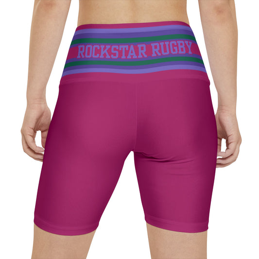 Raspberry Soda High Waisted Polyester/Spandex Shorts
