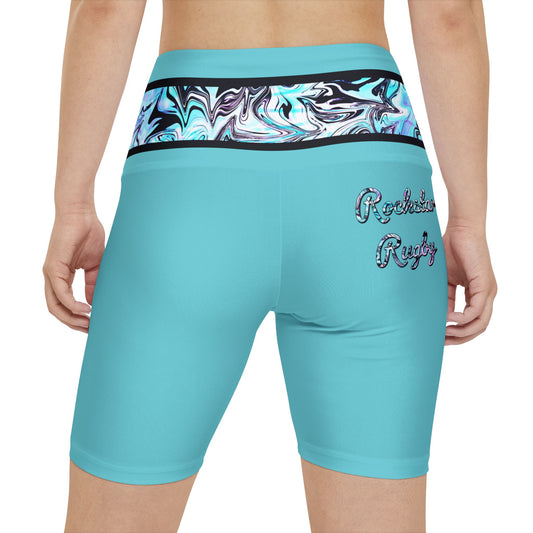 Blueberry Trails High Waisted Polyester/Spandex Shorts (Back Logo)