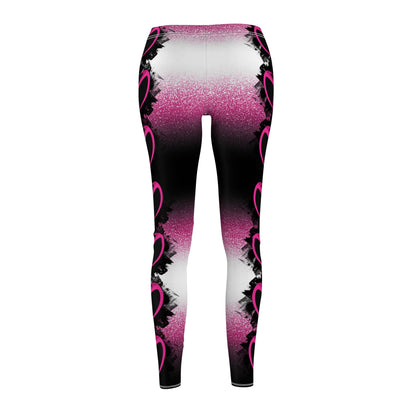 Pink Stardust Heart Racer Stripe Leggings