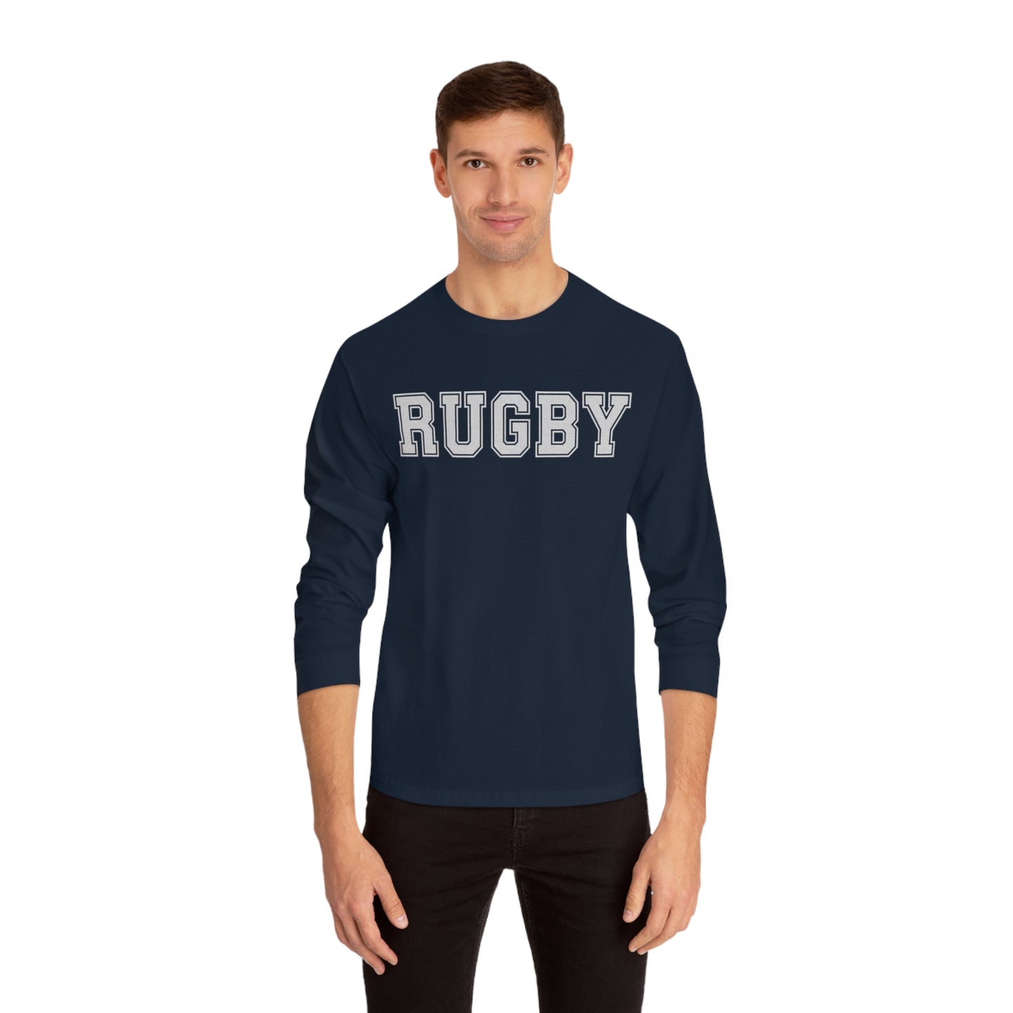 American Apparel Navy Rugby Long Sleeve T-Shirt