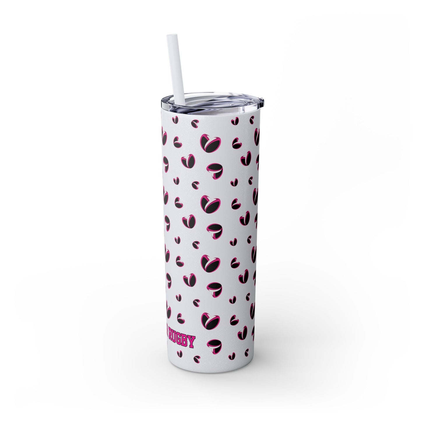 Rugby <3's Glitter Skinny Tumbler with Straw, 20oz