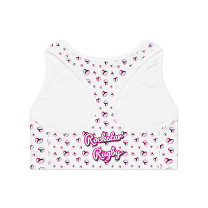 Rockstar Rugby Moisture-Wicking Sports Bra (White - Heart Logo)