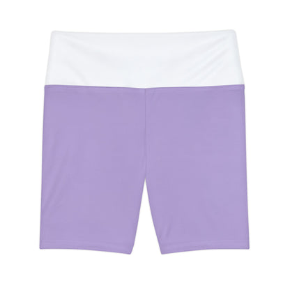 Blueberry Trails High Waisted Polyester/Spandex Shorts  - Lavender & White