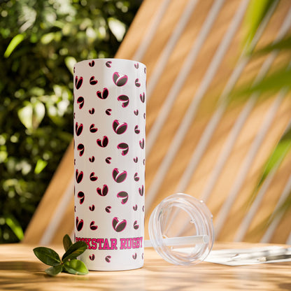 Rugby <3's Glitter Skinny Tumbler with Straw, 20oz