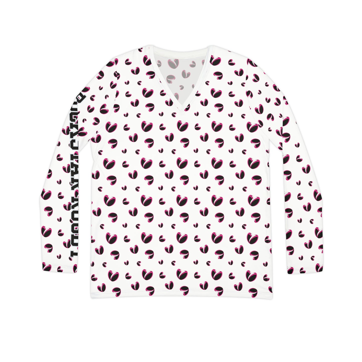 Rugby <3's  Long Sleeve V-neck Shirt (White)