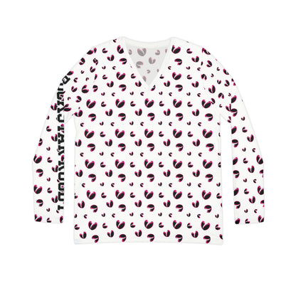 Rugby <3's  Long Sleeve V-neck Shirt (White)