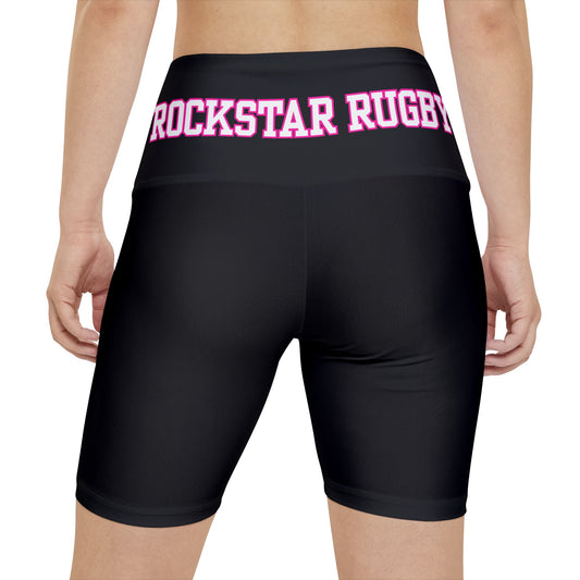 Rockstar Rugby Basic Black High Waisted Polyester/Spandex Shorts