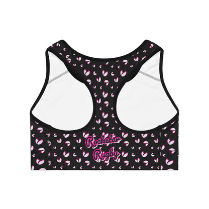 Rockstar Rugby Moisture-Wicking Sports Bra (Black - Heart Logo)