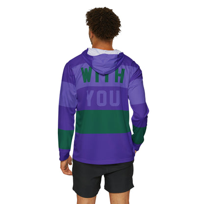 Grape Soda Rugby Stripes Light Weight Moisture Wicking Hoodie